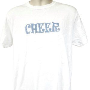 4 Cheer Blue Puff Glitter Lettering Shirt Cheerleader Cheerleading Football